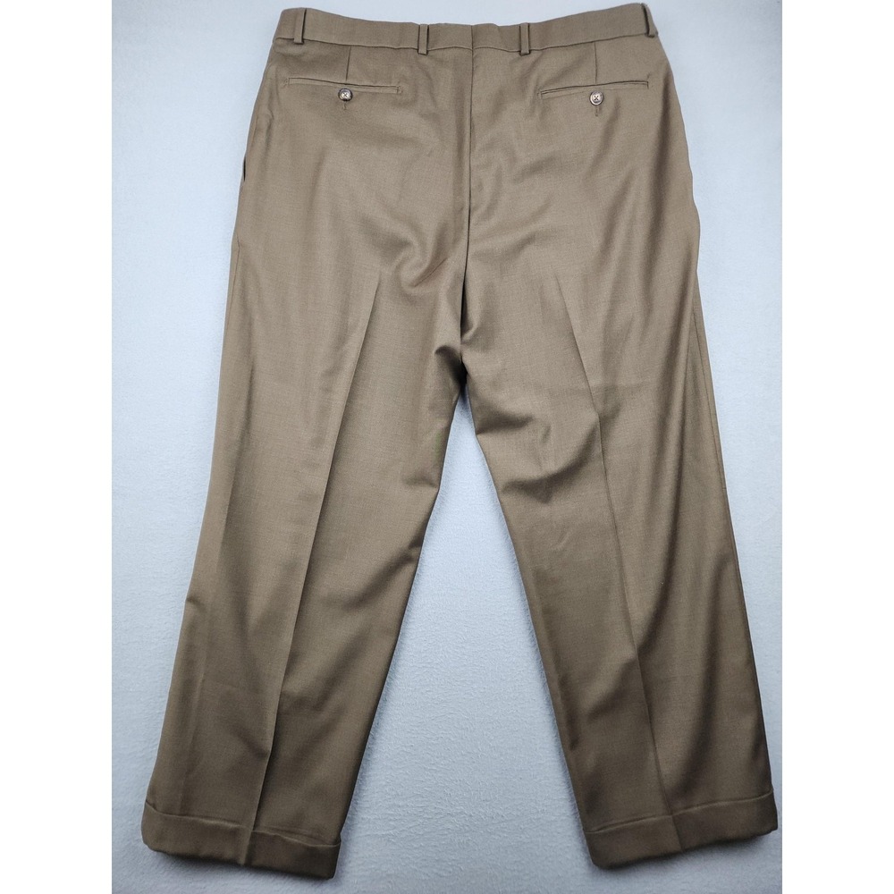 Beecroft & Bull Pants Mens 38 Brown Super 120s Wool Pleated Cuffed Comfort EZE - Picture 10 of 11